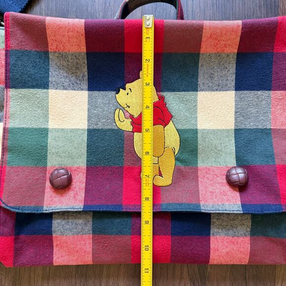 Vintage Disney Store Plaid Winnie the Pooh Messenger Bag 90s Y2K Crossbody Tote - Picture 14 of 16